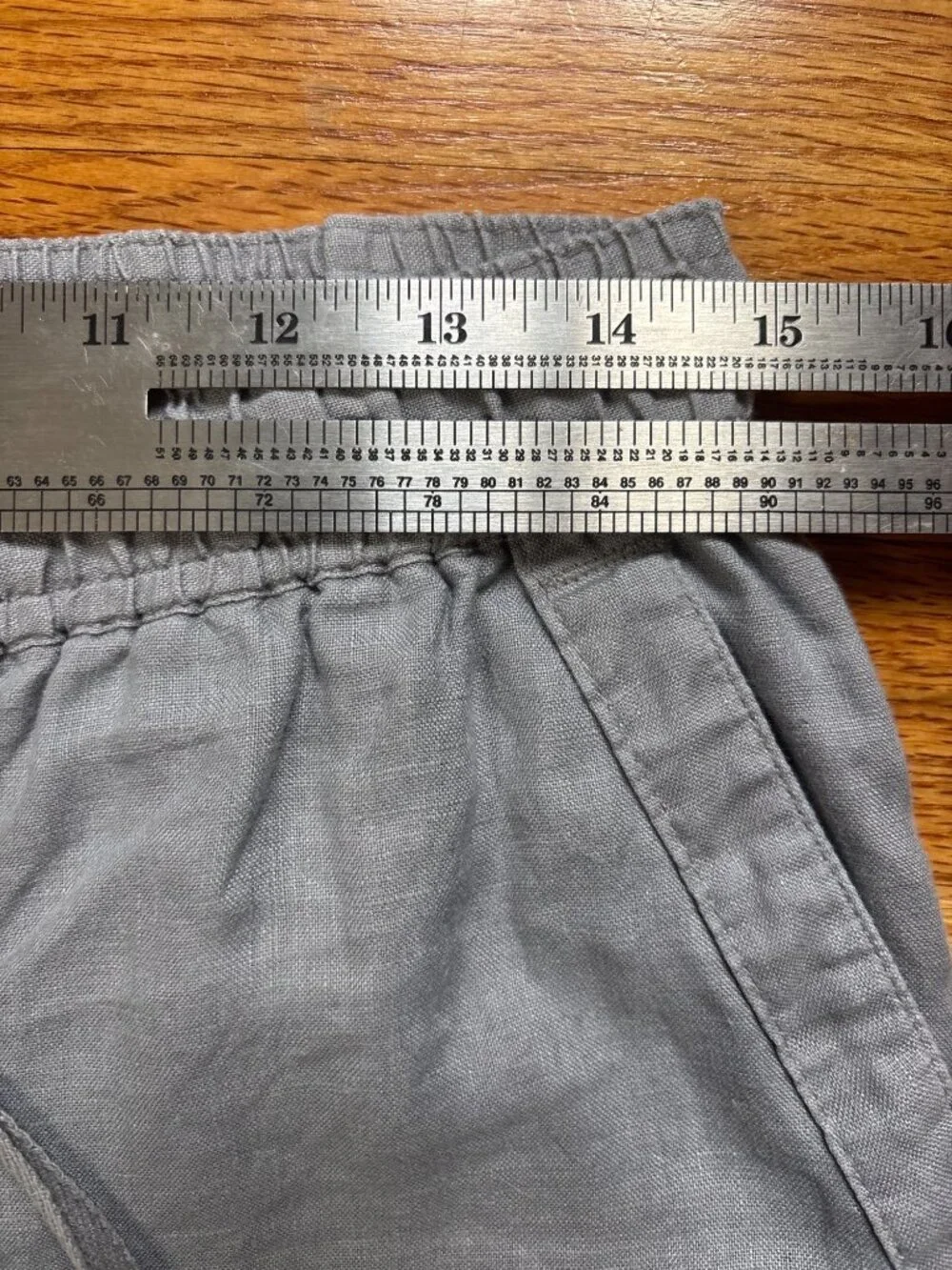 St. Tropez West 100% Linen Gray Elastic Waist Pants With Pockets Women's Size M